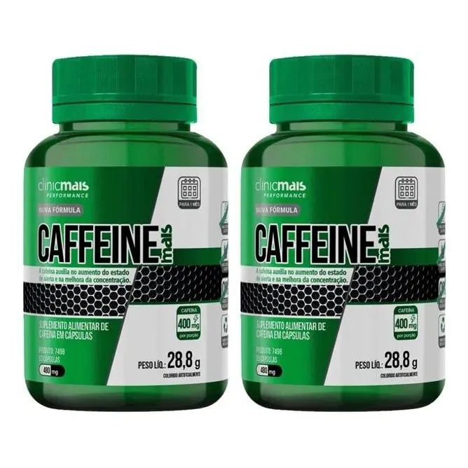 Kit 2x Caffeine Mais (cafeína Pura) 400mg 60 cápsulas - Clinicmais