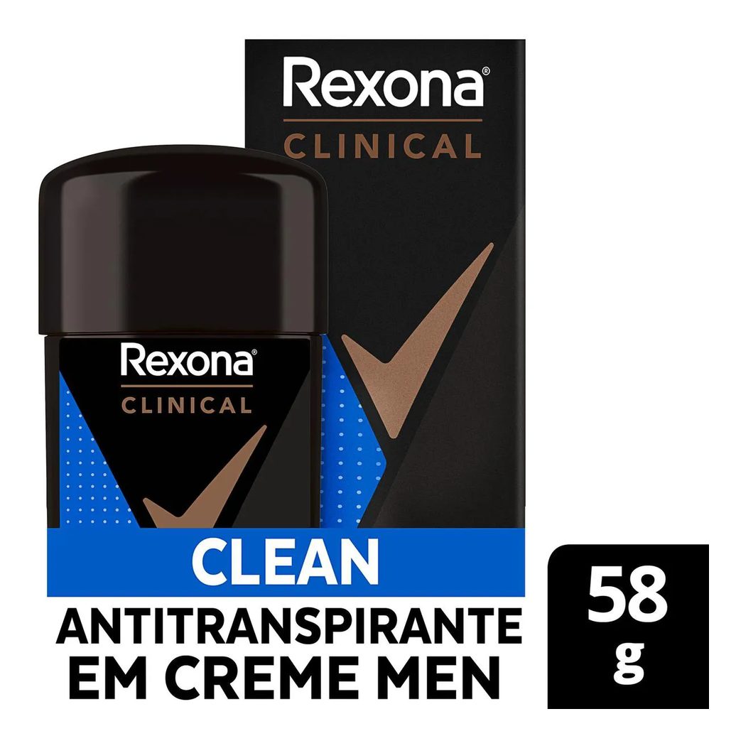 Desodorante Antitranspirante Stick Creme Rexona Men Clinical Clean Masculino 96h 58g
