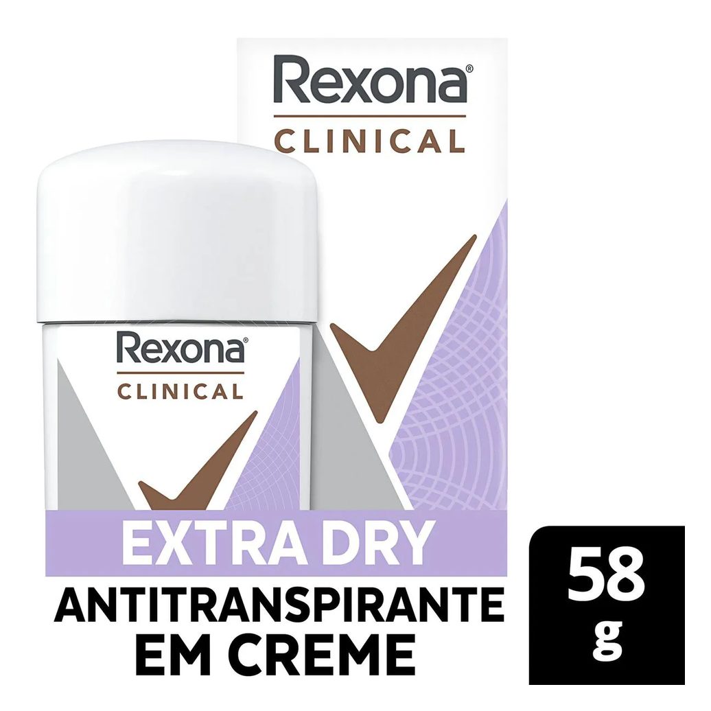 Desodorante Antitranspirante Stick Creme Rexona Clinical Extra Dry Feminino 96h 58g