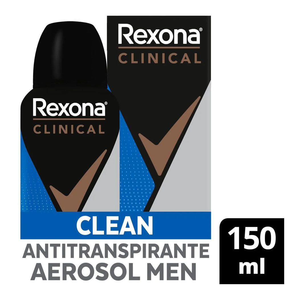 Desodorante Antitranspirante Aerosol Rexona Men Clinical Clean Masculino 96h 150ml