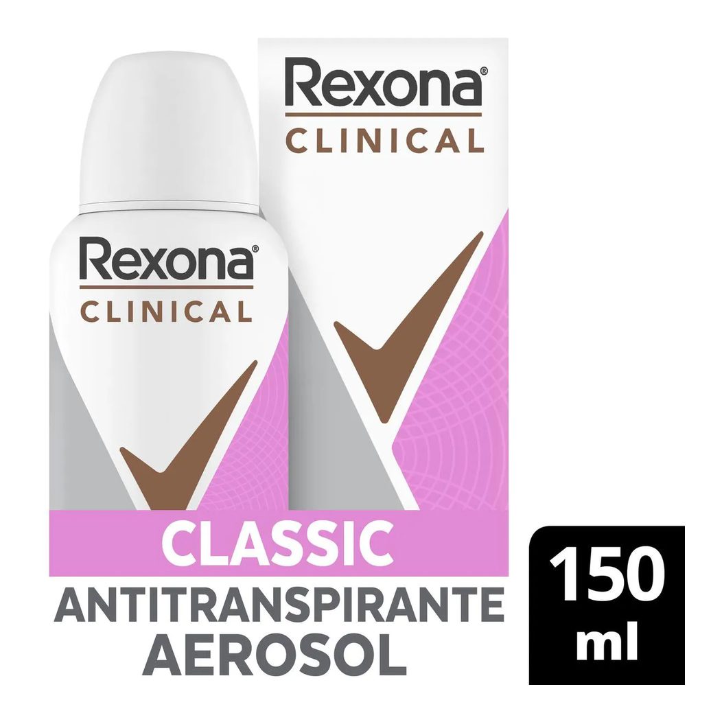 Desodorante Antitranspirante Aerosol Rexona Clinical Classic Feminino 96h 150ml