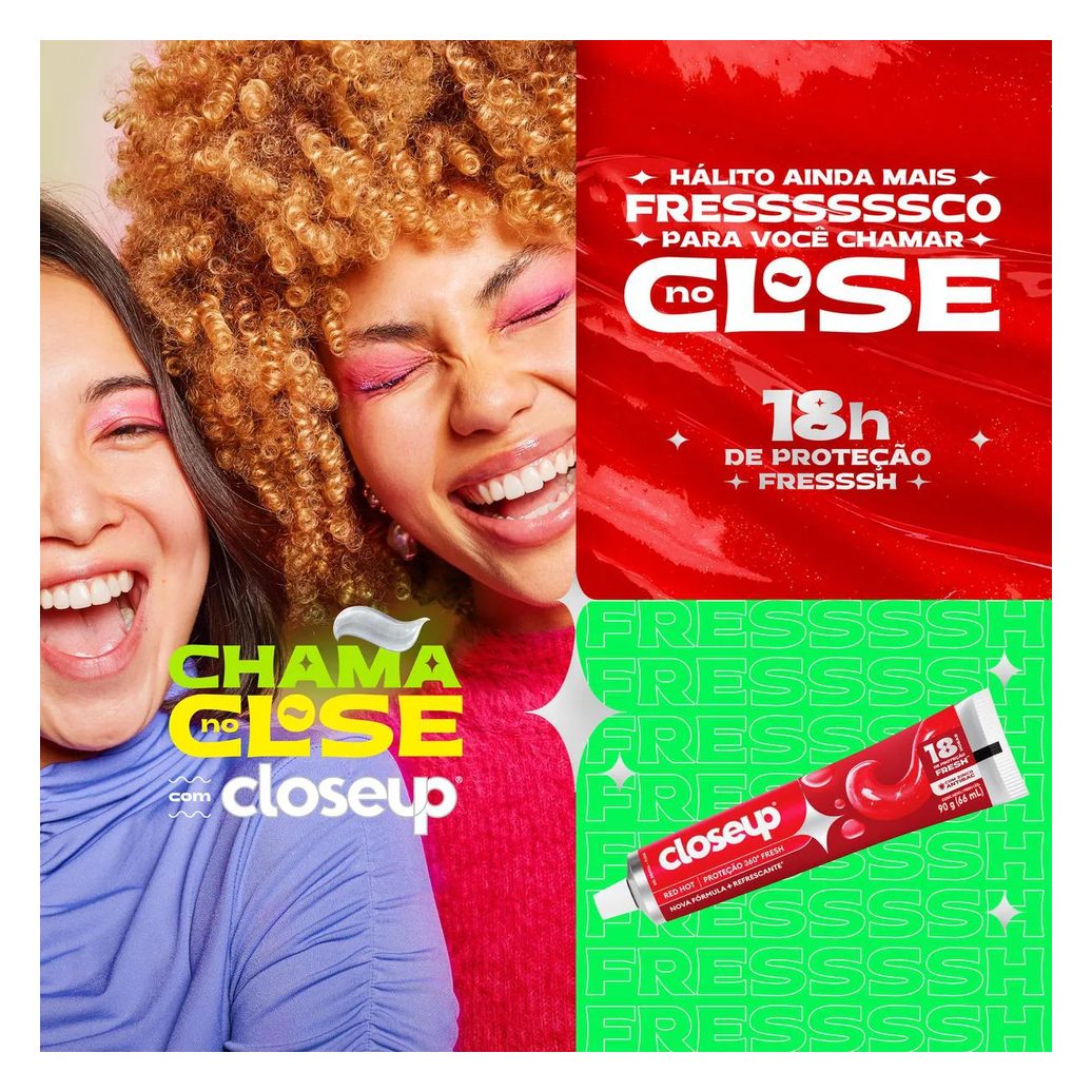 Gel Dental Closeup Proteção 360° Fresh Red Hot 90g