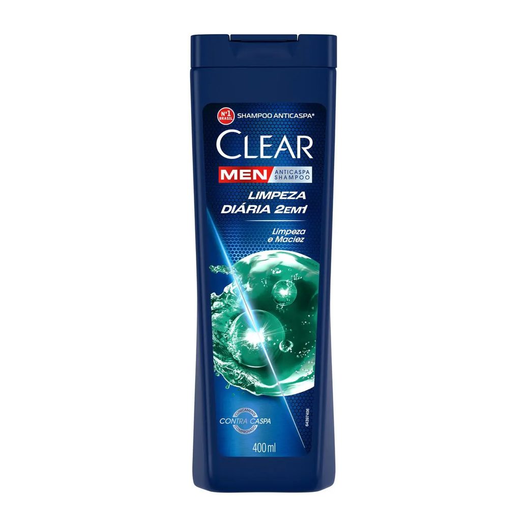 Shampoo Anticaspa Clear Men Limpeza Diária 2 em 1 400ml