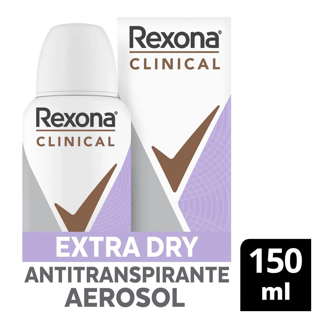 Desodorante Antitranspirante Aerosol Rexona Clinical Extra Dry Feminino 96h 150ml