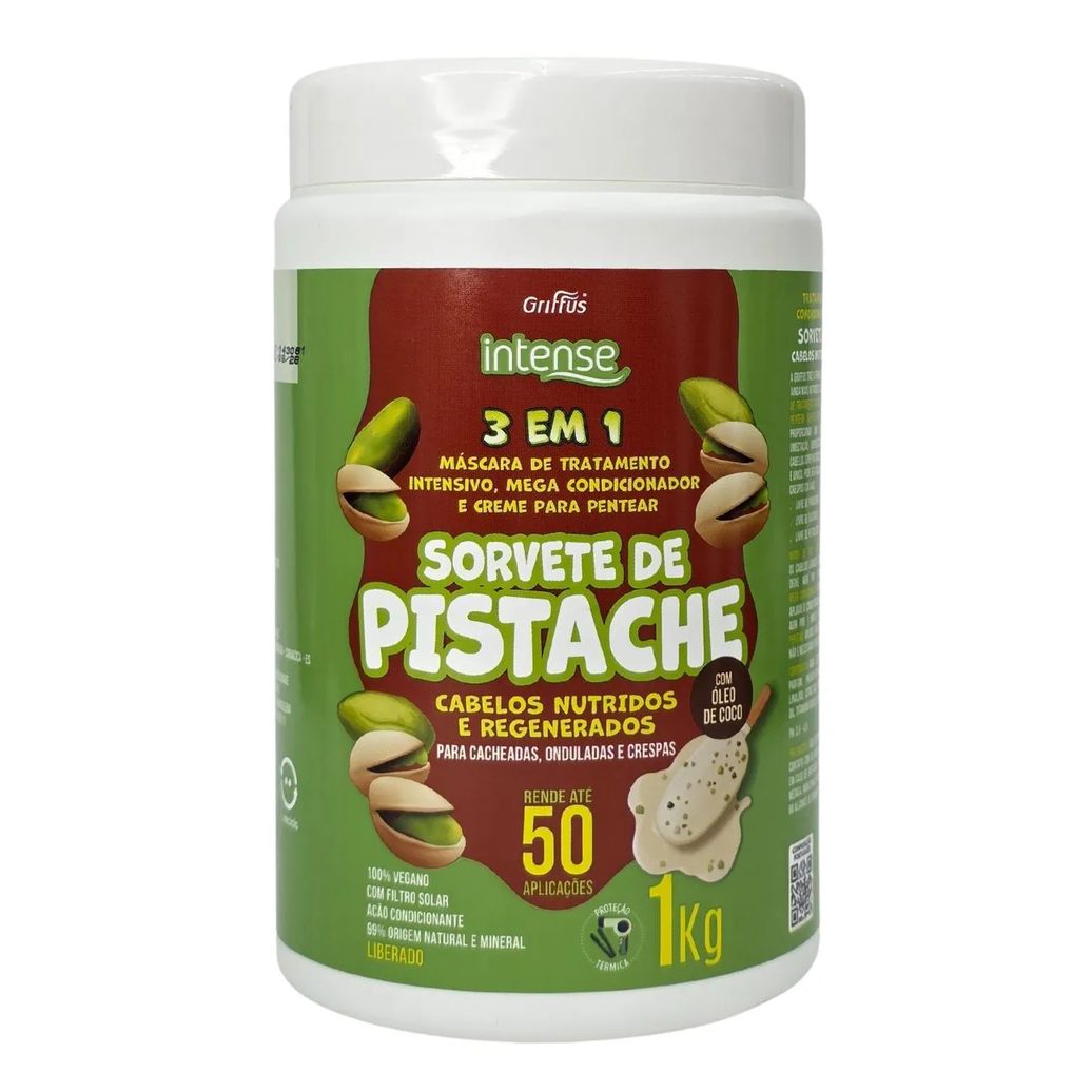 Tratamento Capilar 3 em 1 Sorvete de Pistache Cabelos Nutridos e Regenerados Intense Griffus 1Kg