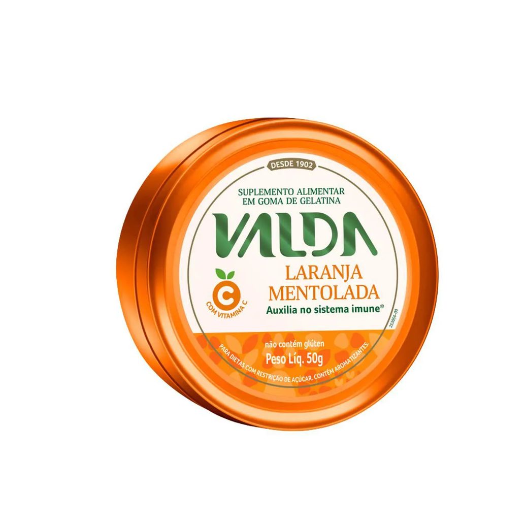 Balas de Gelatina Vitamina C Valda C Laranja Mentolada 50g