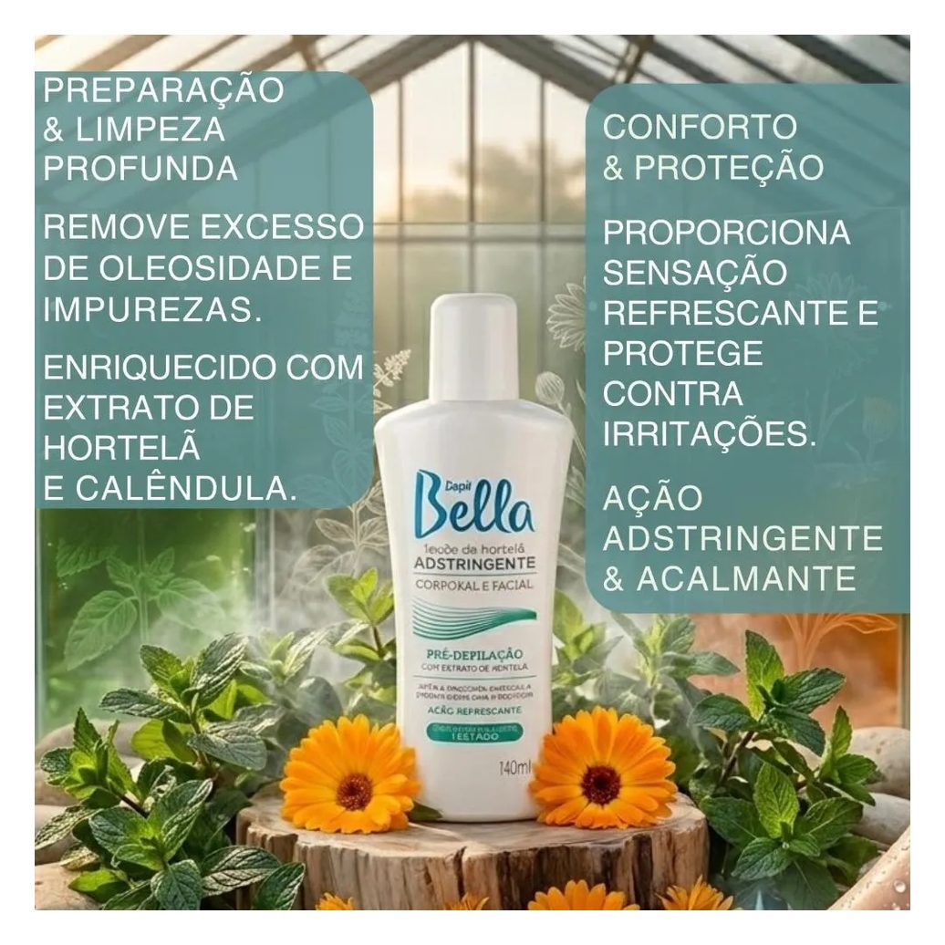 Kit Pré e Pós Depilação 140Ml + Gel Calmante Depil Bella