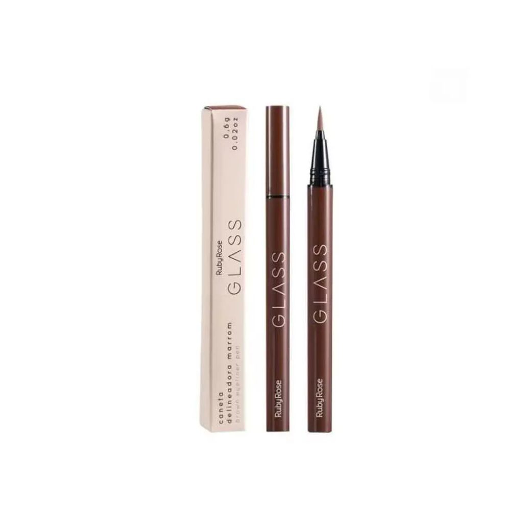 Caneta Delineadora Glass Marrom Light Brown Be01 Hb527-1 Ponta Fina Secagem Rápida Marrom Ruby Rose