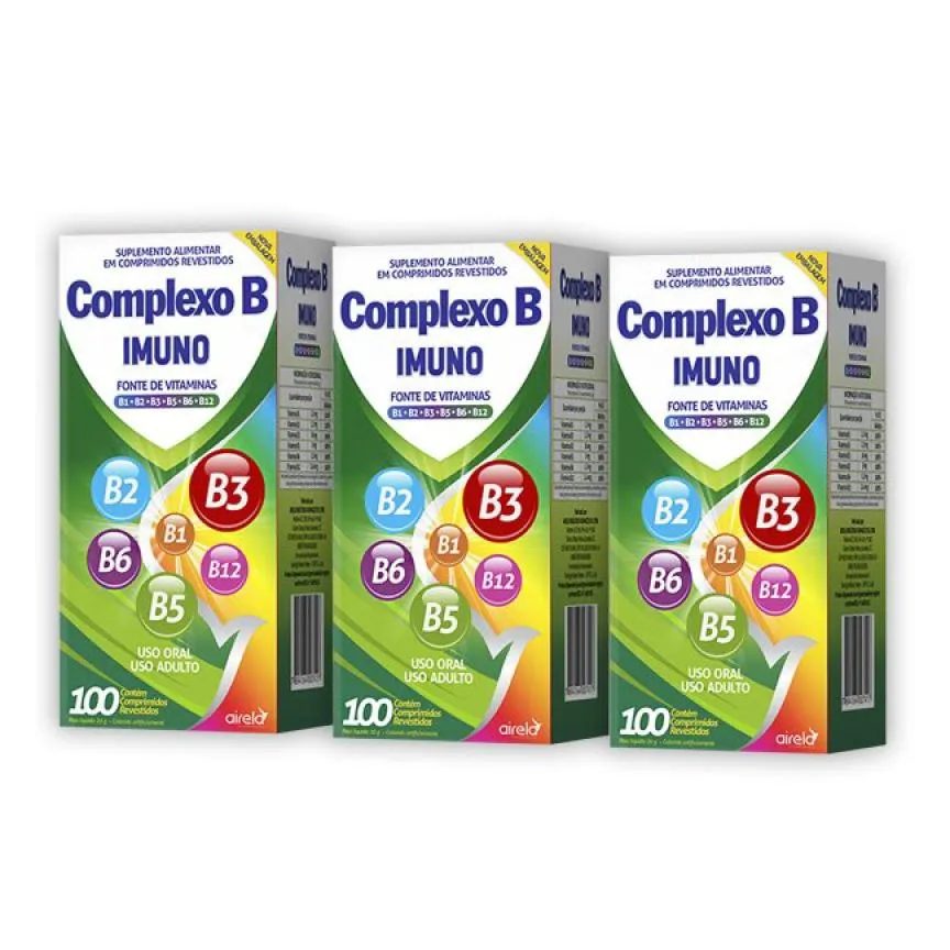 Kit 03 Unidades Complexo B com B12 Imuno Airela com 100 Comprimidos