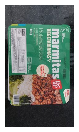 Liveup Marmita vegana: proteína de soja, arroz, feijão carioca e brócolis