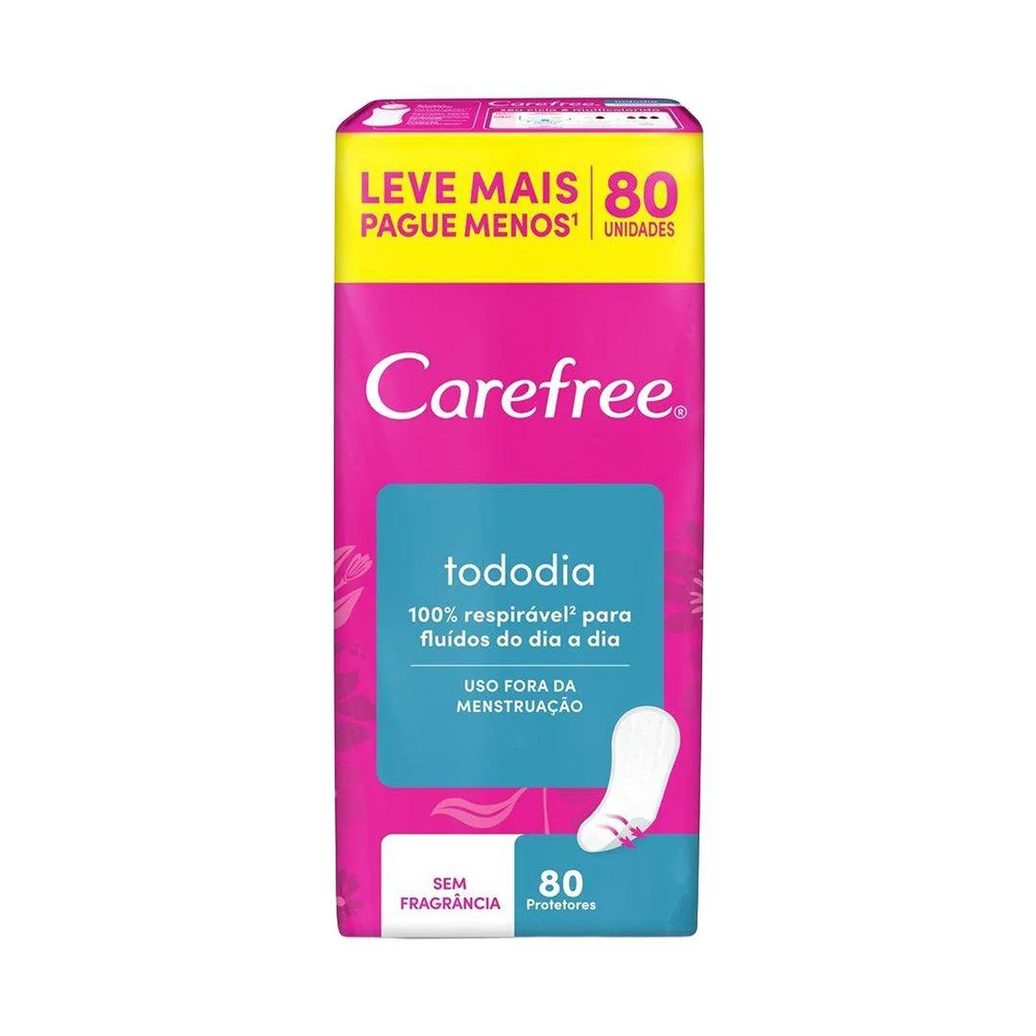 Absorvente Carefree Todo Dia sem Perfume - Embalagem com 80 Unidades