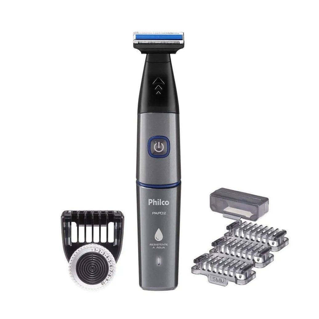 Aparador de Pelos Philco Pap02 - Usb Cinza/Azul, 5W, Bivolt 36 Cinza Azul