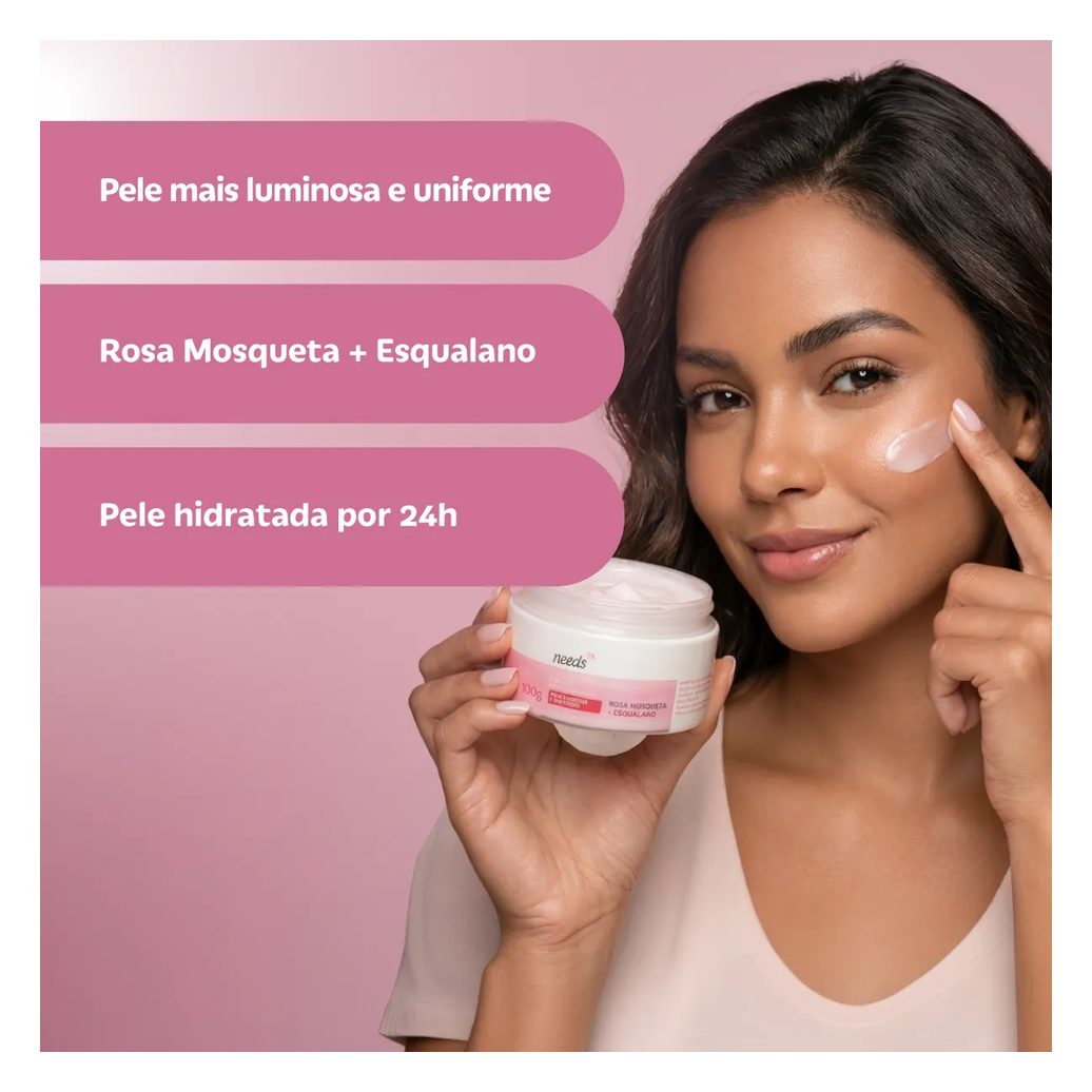 Creme Hidratante Facial Needs Beauty Rosa Mosqueta 100g