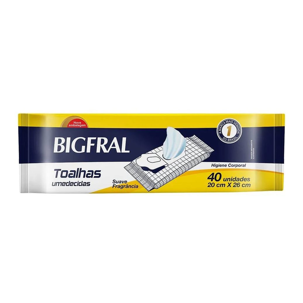 Toalhas Umedecidas Bigfral - Pacote com 40 Toalhas