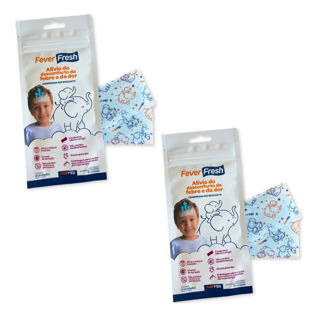 2X Fever Fresh Compressa Refrescante Dor Febre 2 Un - Agpmed