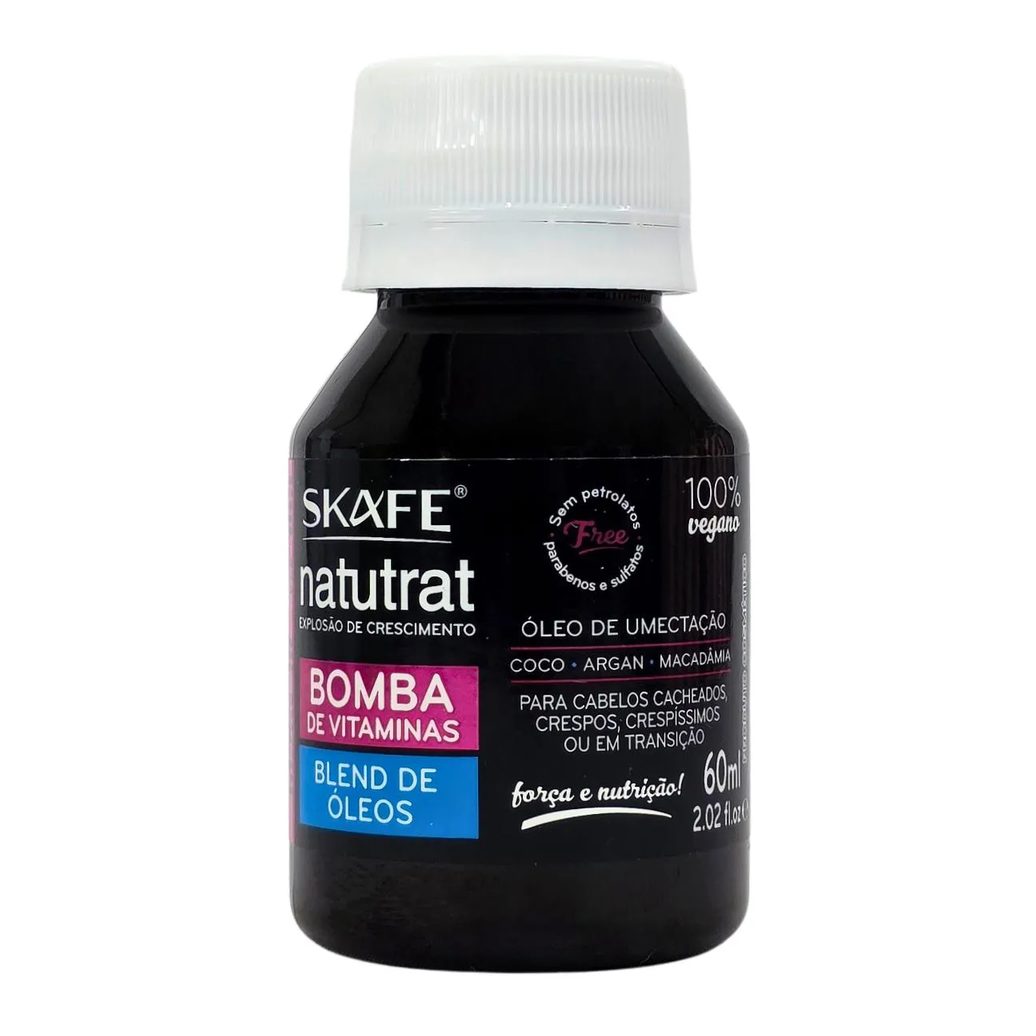 Bomba de Vitaminas Capilar Óleo de Umectação Blend de Óleos 100% Vegano Natutrat Skafe 60Ml
