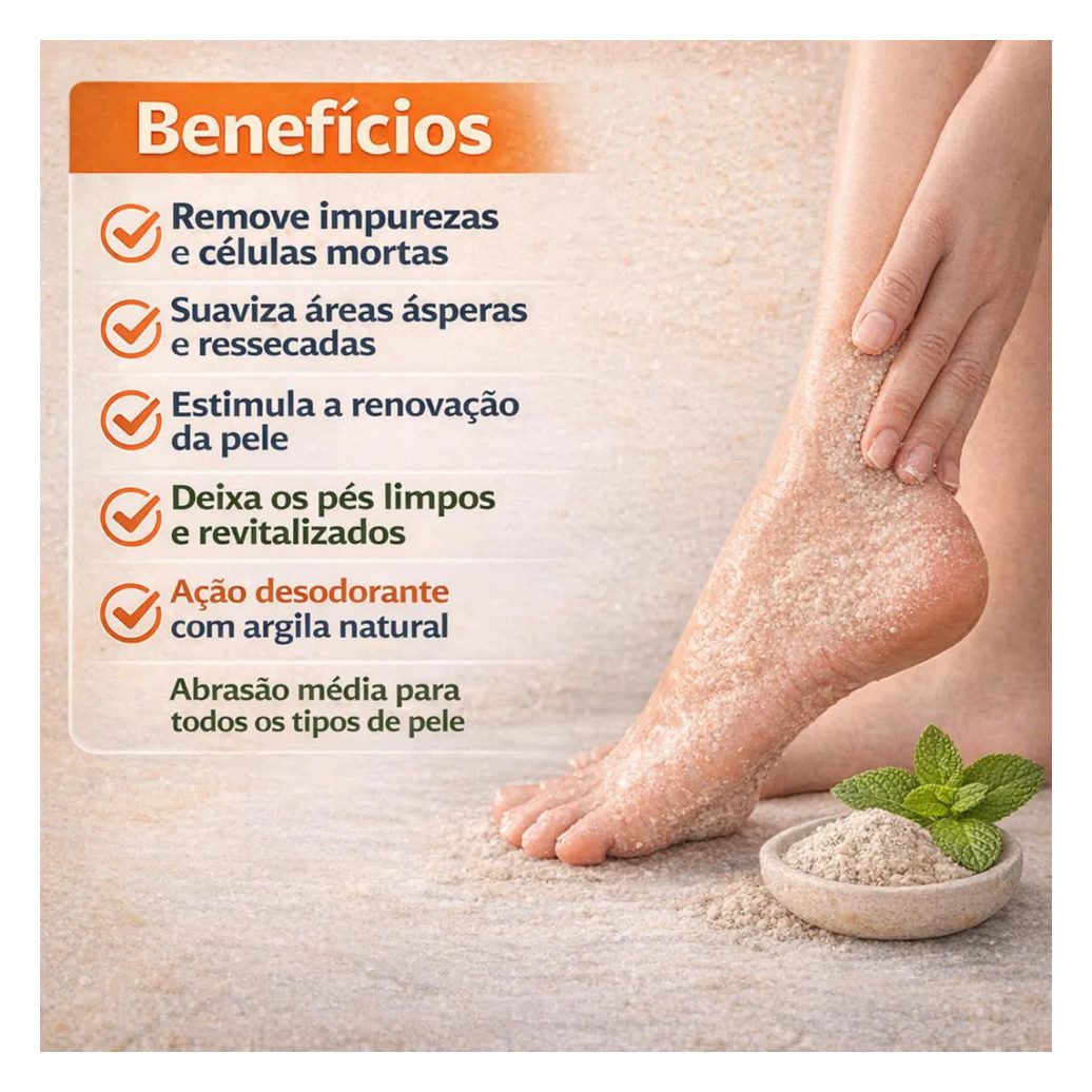 Creme Esfoliante para Pés Argila Natural Lisapé 110G