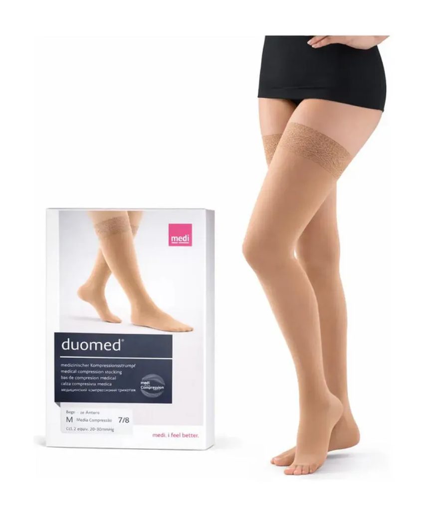 Meia de Compressão 20-30Mmhg 7/8 Meia Coxa Duomed Bege - Mediven M