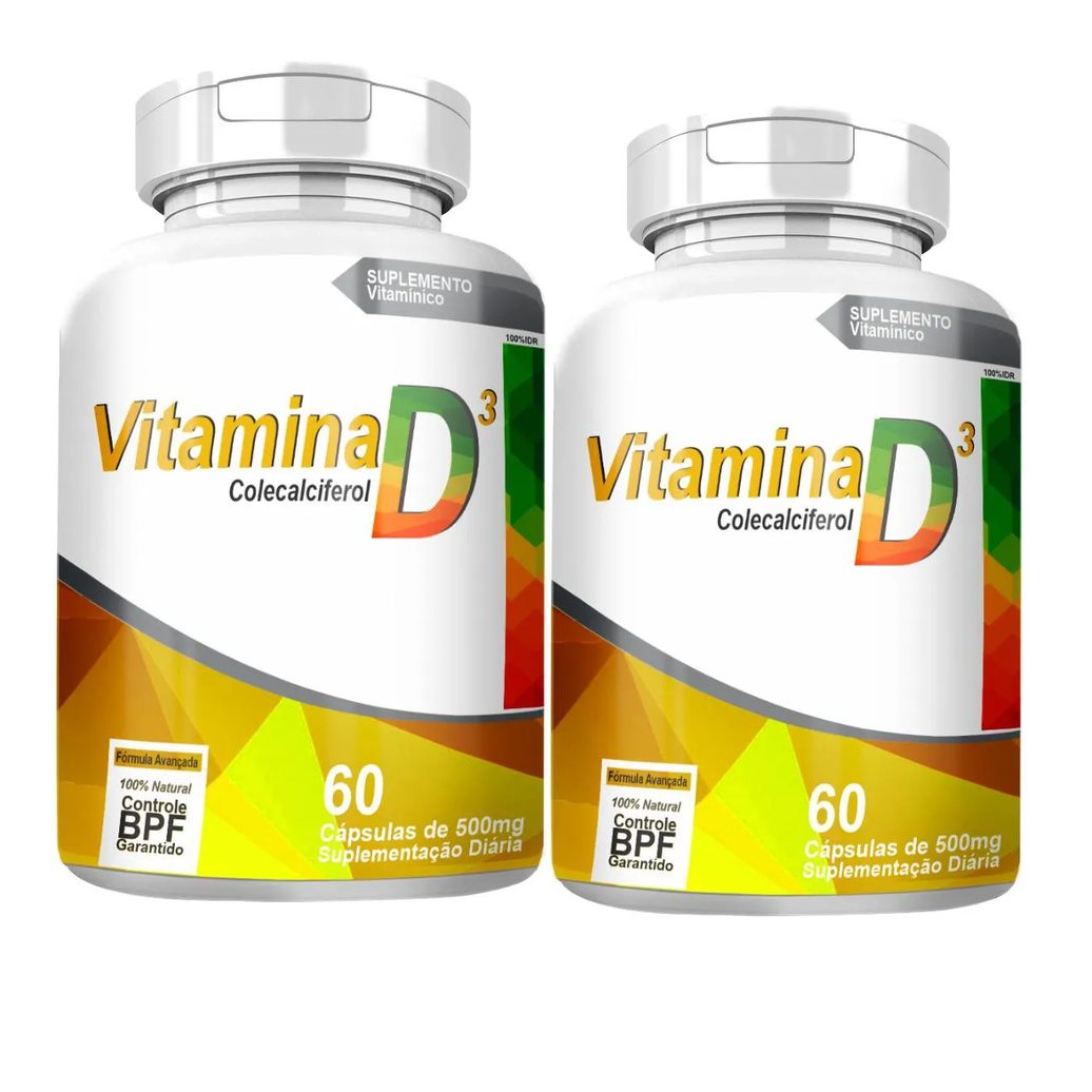Vitamina D3 Colecalciferol 2000Ui Kit com 2 Potes com Total de 120 Capsulas
