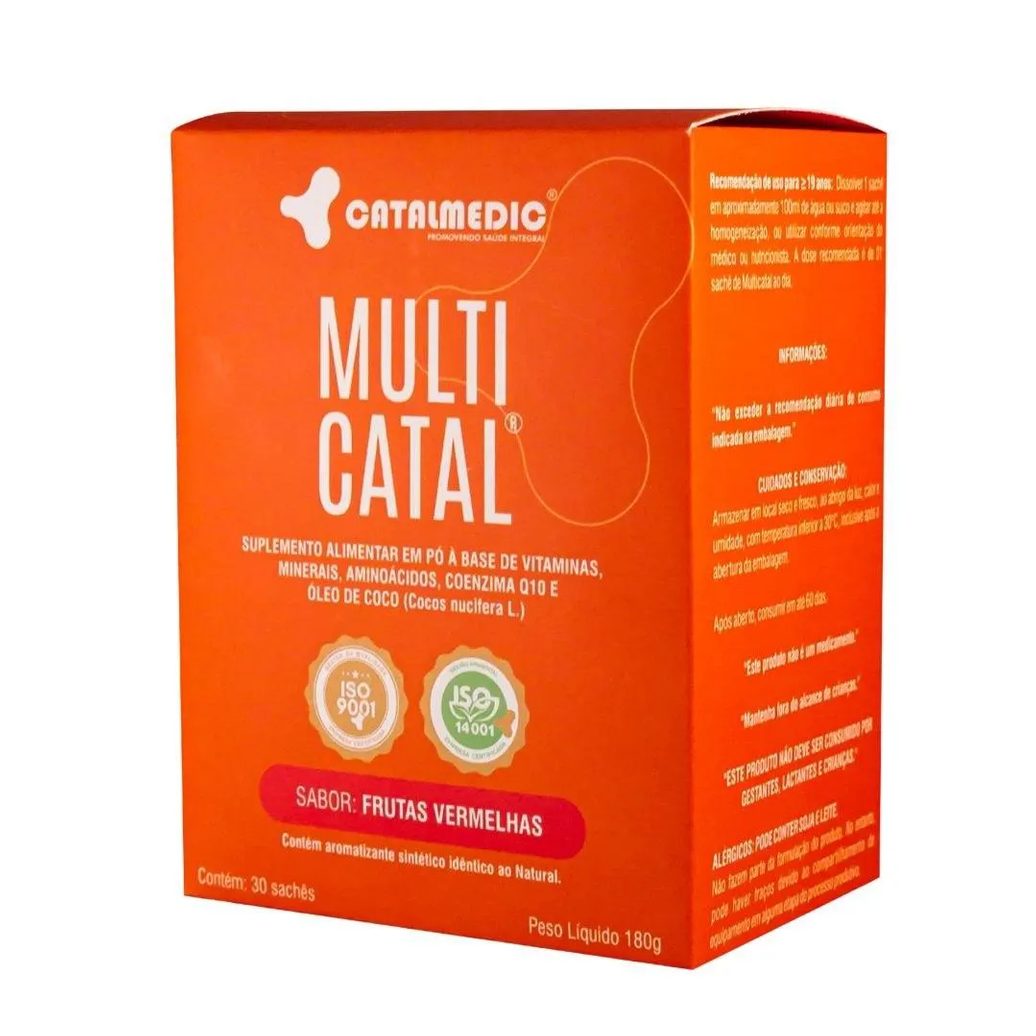 Multicatal Suplemento Alimentar em Pó a Base de Vitaminas, Minerais, Aminoácidos, Coenzima Q-10 e Óleo de Coco (Cocos Nucífera L.).