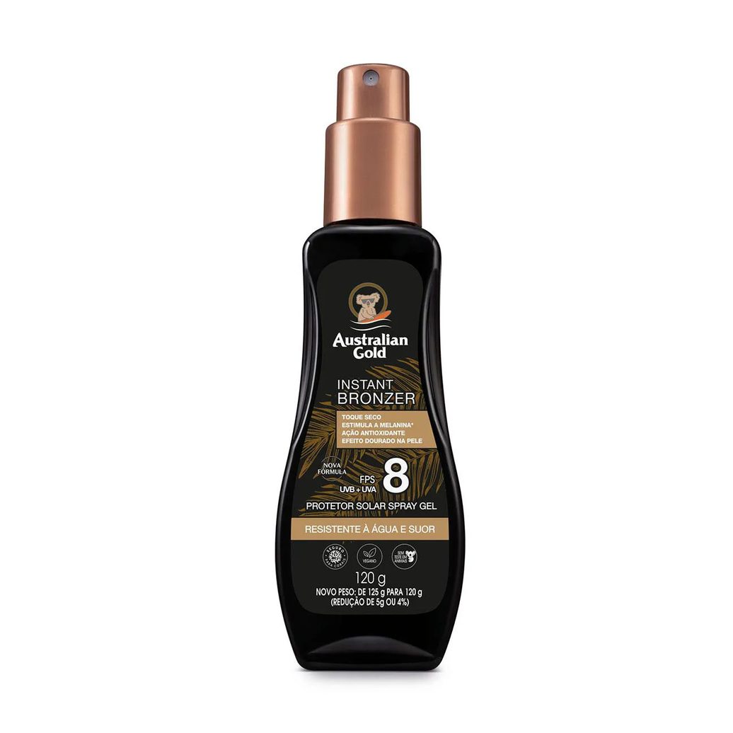 Protetor Solar Corporal Australian Gold Instant Bronzer Spray Gel FPS 8 120g