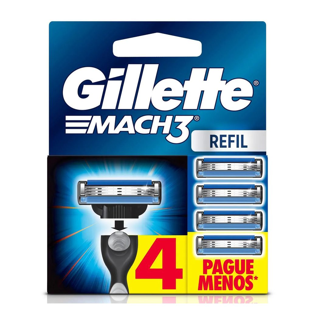 Refil para Barbear Gillette Mach3 com 4 unidades