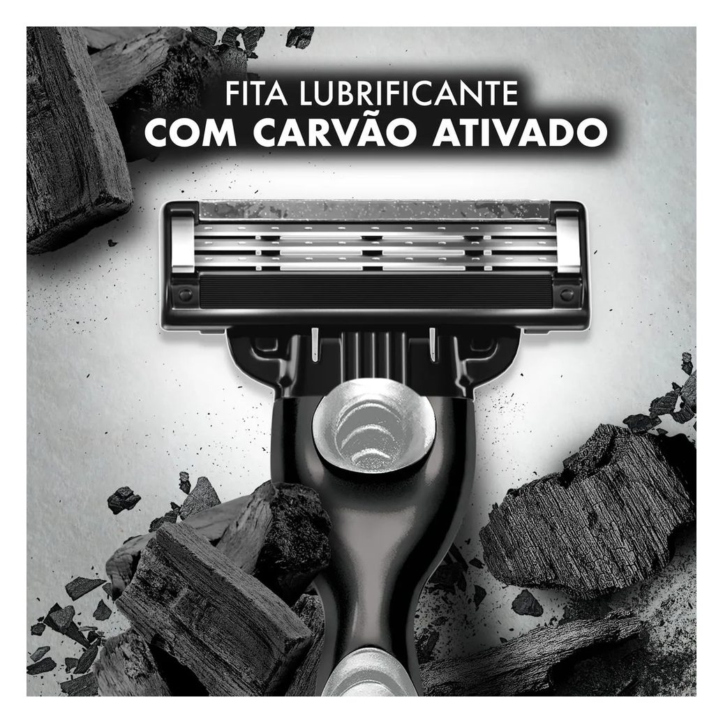 Carga para Aparelho de Barbear Descartável Gillette Mach3 Carbono Carvão Ativado 8 unidades