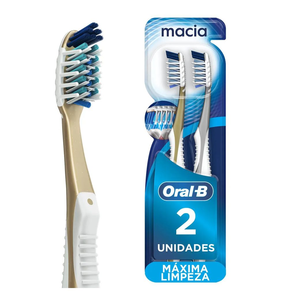 Escova de Dente Oral-B Pro-Saúde 7 Benefícios Macia com 2 unidades