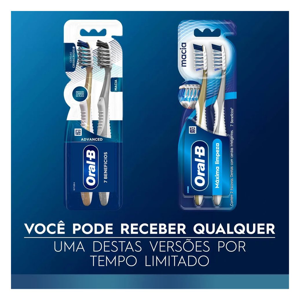 Escova de Dente Oral-B Pro-Saúde 7 Benefícios Macia com 2 unidades