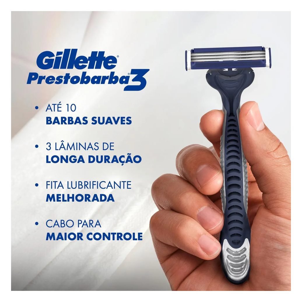 Barbeador Gillette Prestobarba 3 Comfortgel 8 unidades