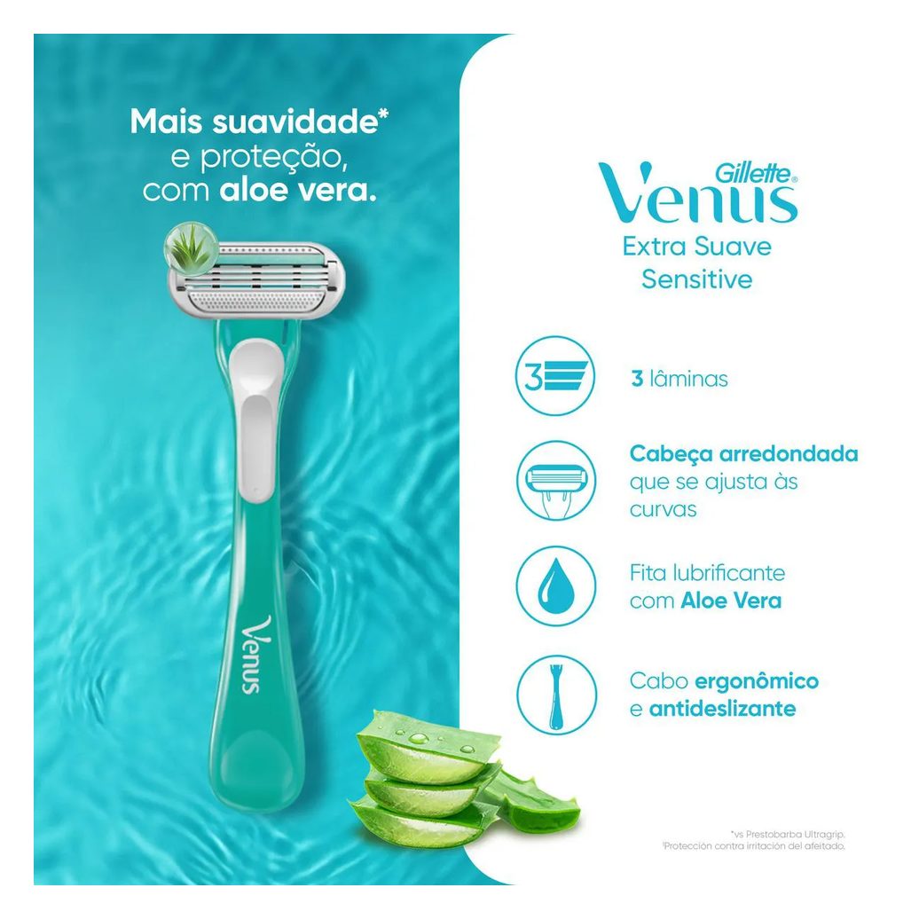 Aparelho de Depilar Gillette Venus Sensitive Feminino com 2 unidades