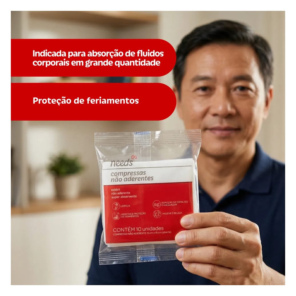 Compressa de Gaze Estéril Não Aderente 10 Unidades