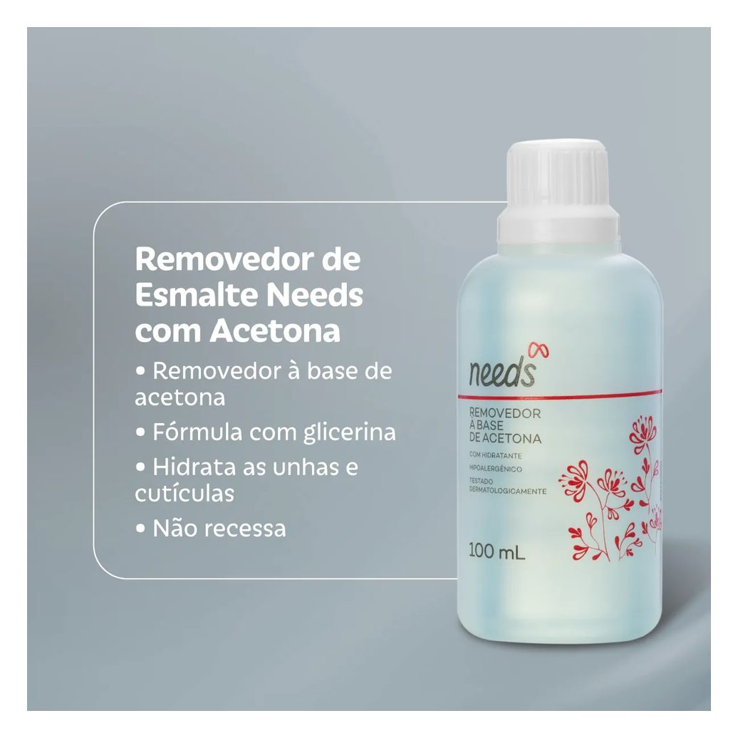 Removedor de Esmalte Needs com Acetona 100ml