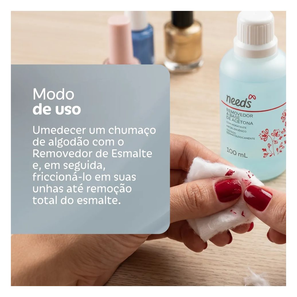 Removedor de Esmalte Needs com Acetona 100ml