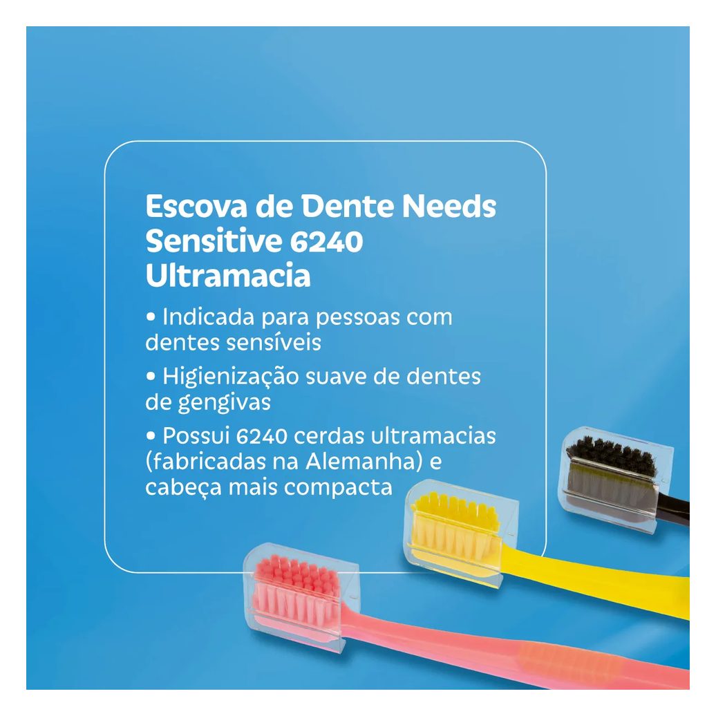 Escova de Dente Needs Sensitive 6240 Ultramacia 3 Unidades