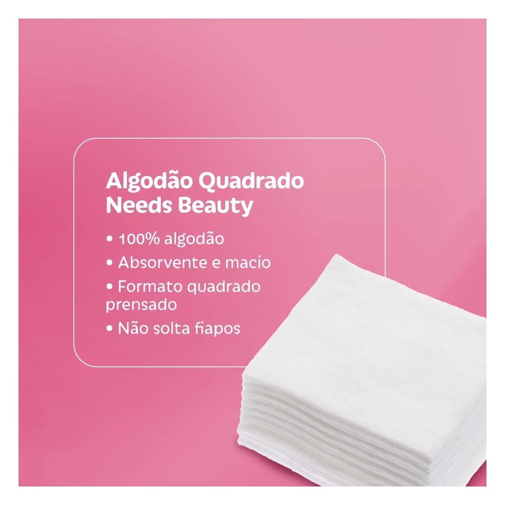 Algodão Quadrado Needs Beauty 100 Unidades