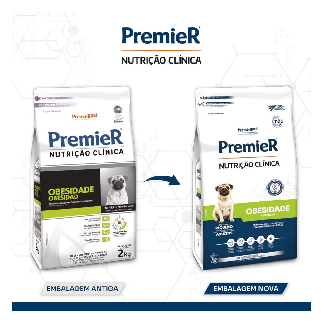 Ração Premier Nutrição Clínica para Cães Adultos de Raças Pequenas Obesidade 2Kg