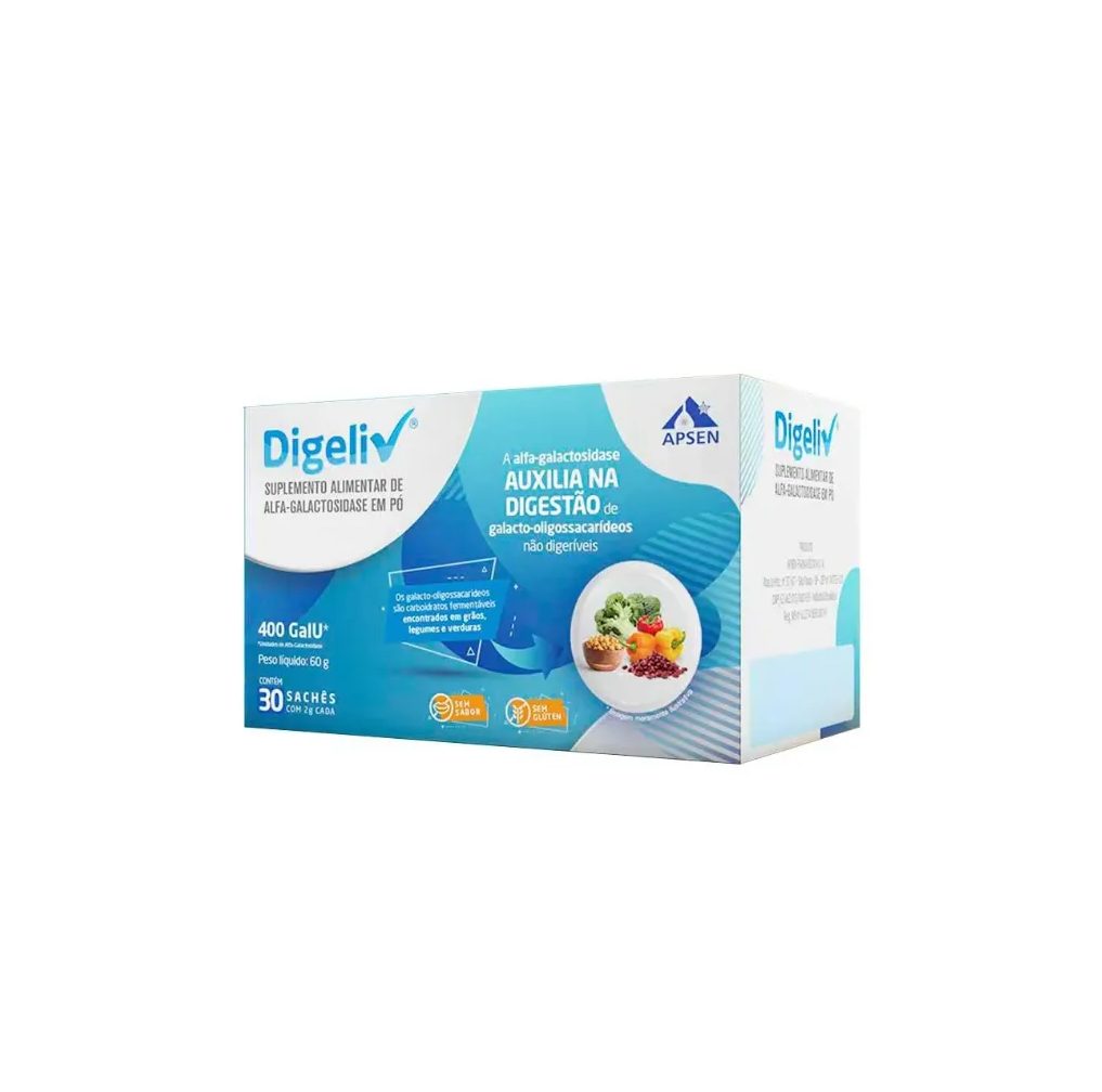 Digeliv C/ 30 Sachês - Enzima Galactosidase