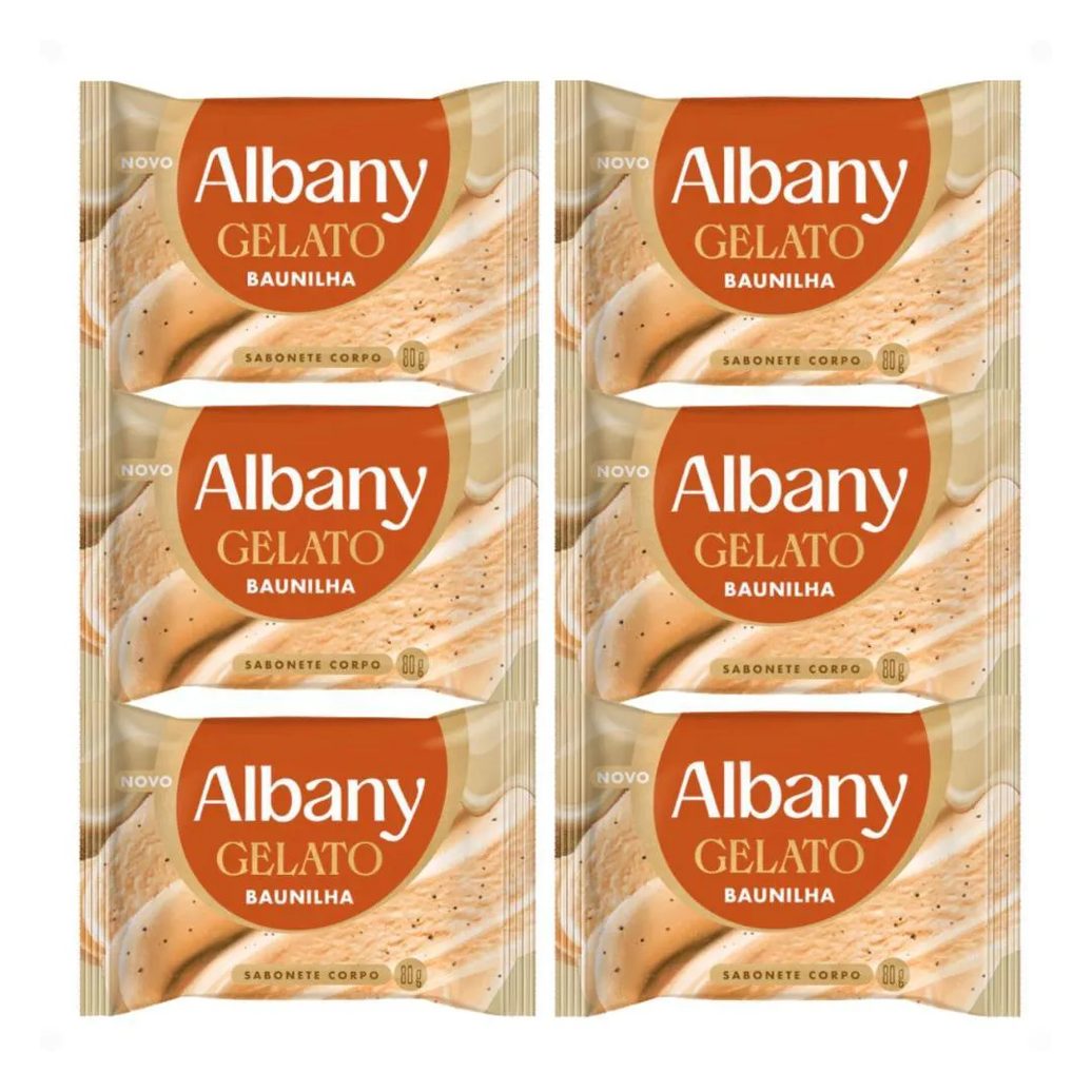 Kit Albany Sabonete Corporal em Barra Gelato Baunilha 80G com 6