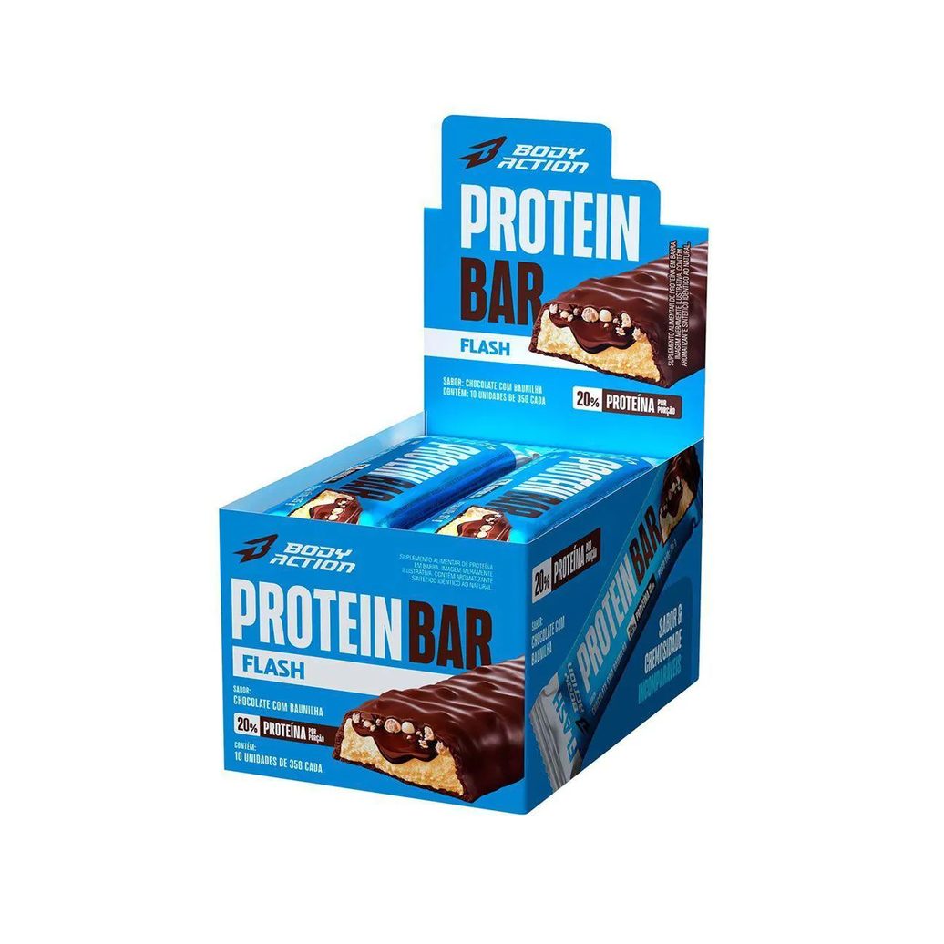 Protein Bar Flash - 10 Unidades 35G Chocolate com Baunilha - Body Action