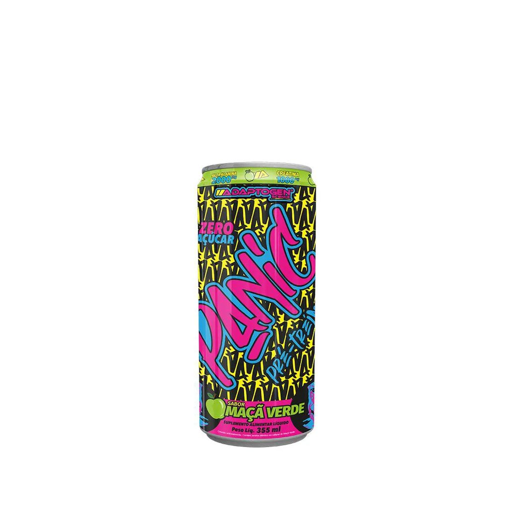 Pré-Treino Panic Energy Drink Adaptogen 355Ml Maçã Verde