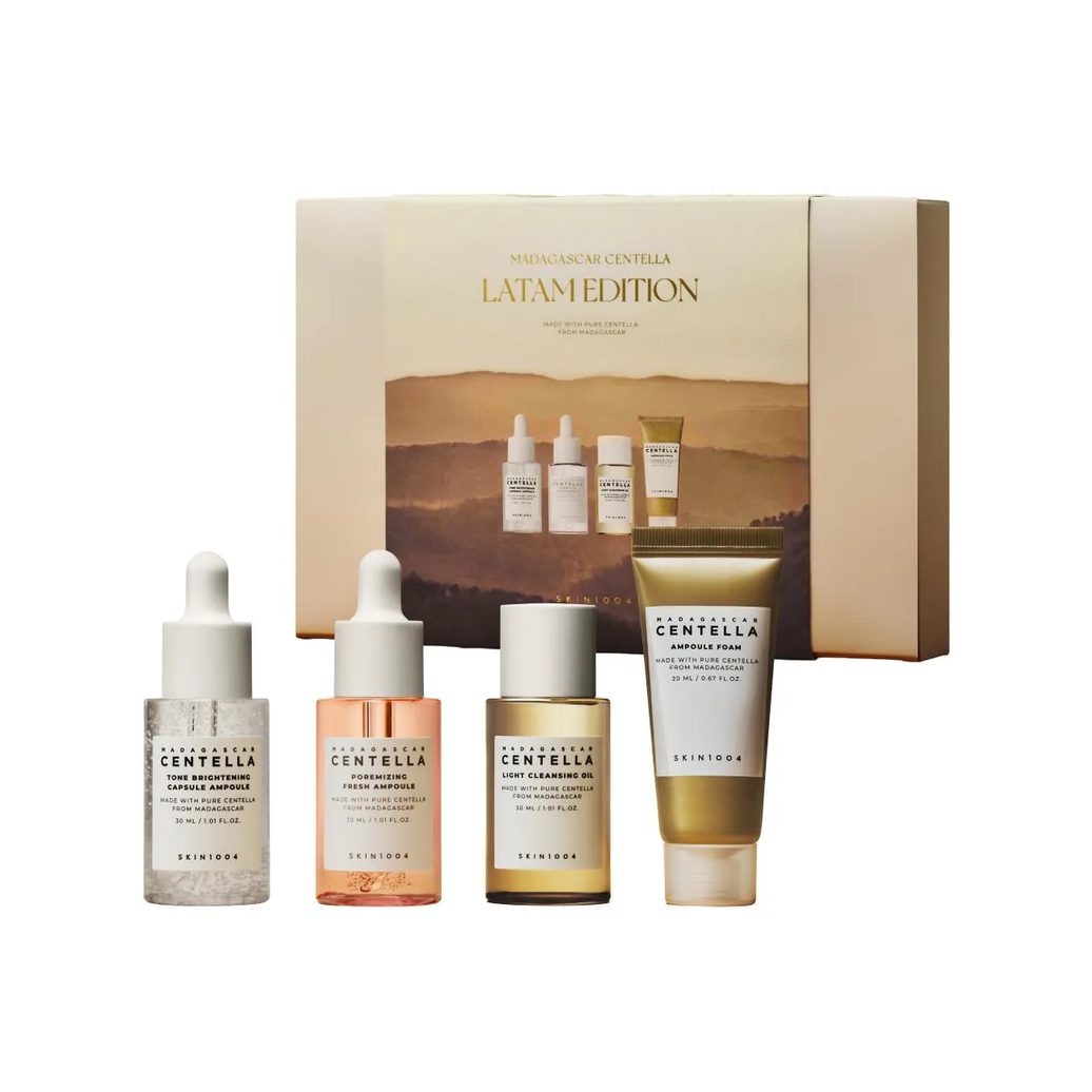 Kit Viagem Skin1004 Madagascar Centella Ampola Poremizing Fresh + Tone Brightening + Cleansing Oil + Espuma De Limpeza