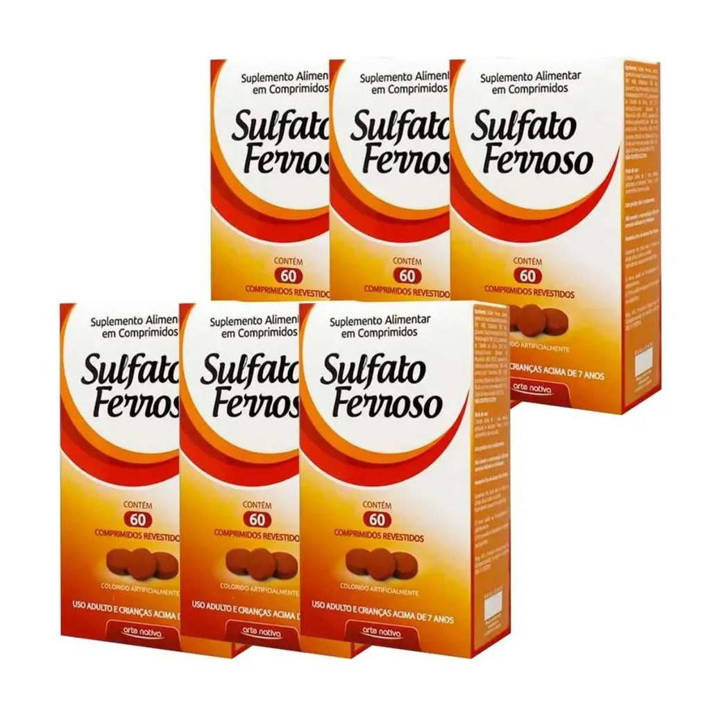 Kit 6 Sulfato Ferroso 60 Comprimidos - Arte Nativa