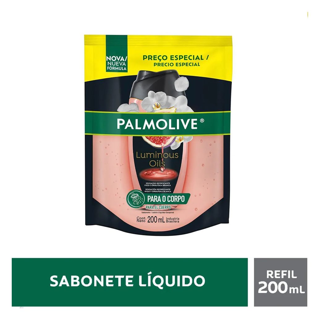 Sabonete Líquido Corporal Palmolive Luminous Oils Figo e Orquídeas Brancas Refil 200ml