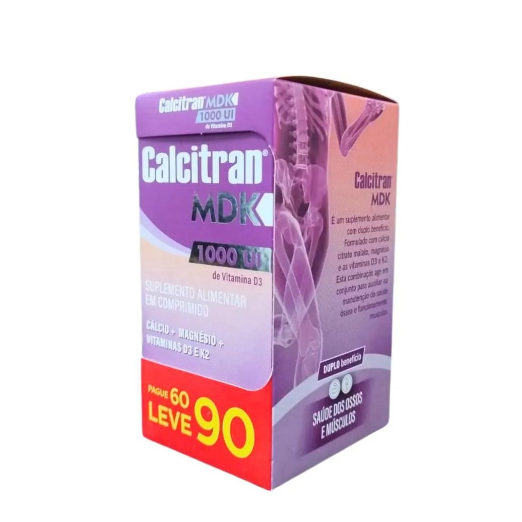 Suplemento Alimentar Calcitran Mdk + Vitamina D3 1000Ui - Leve 90 Pague 60
