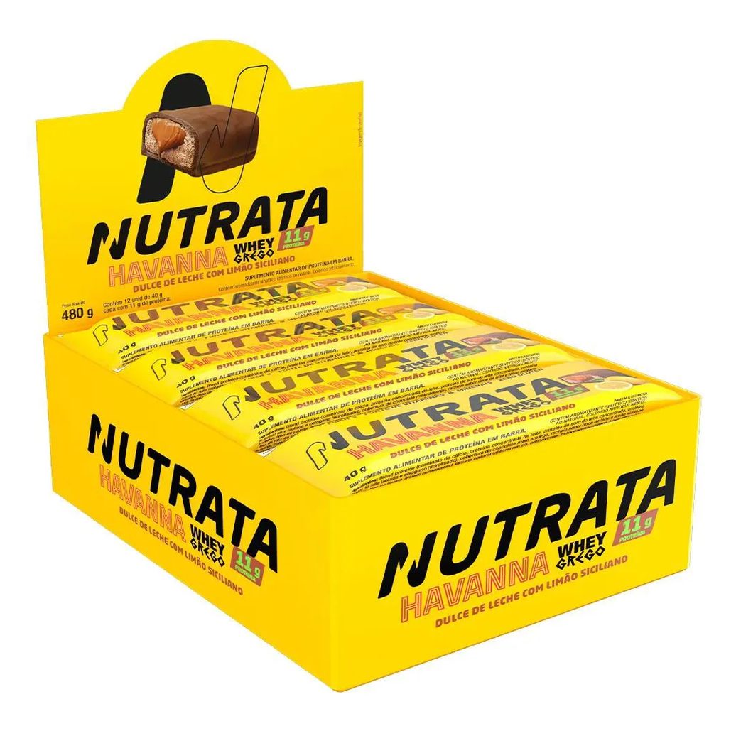 Whey Grego Bar Havanna Nutrata Barra de Proteína 12Un - Limão Siciliano