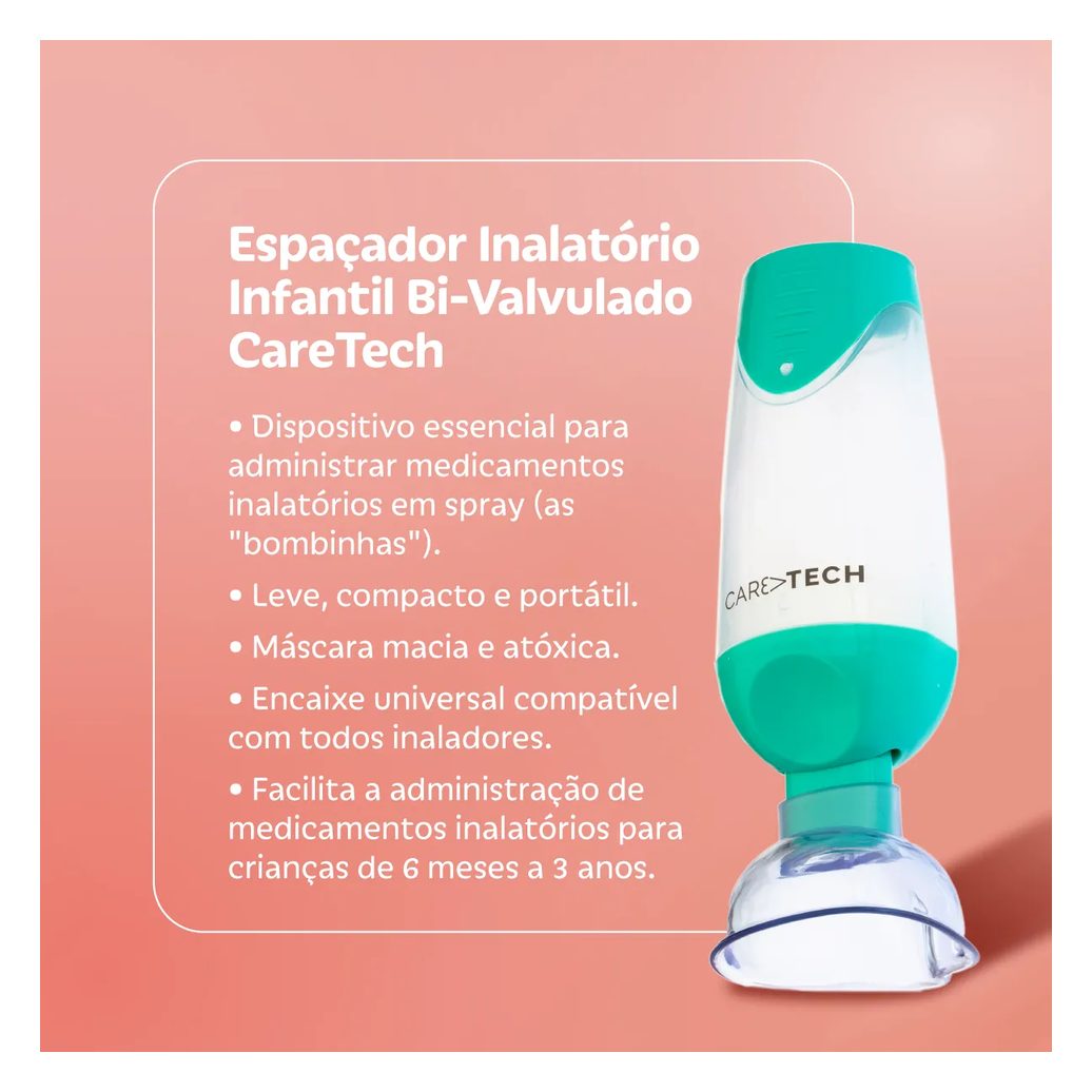 Espaçador Inalatório Infantil Bi-Valvulado CareTech 1 unidade
