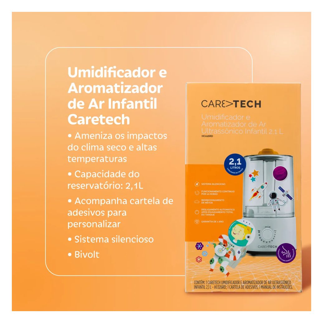 Umidificador e Aromatizador de Ar Infantil Caretech HC026RD 2,1L
