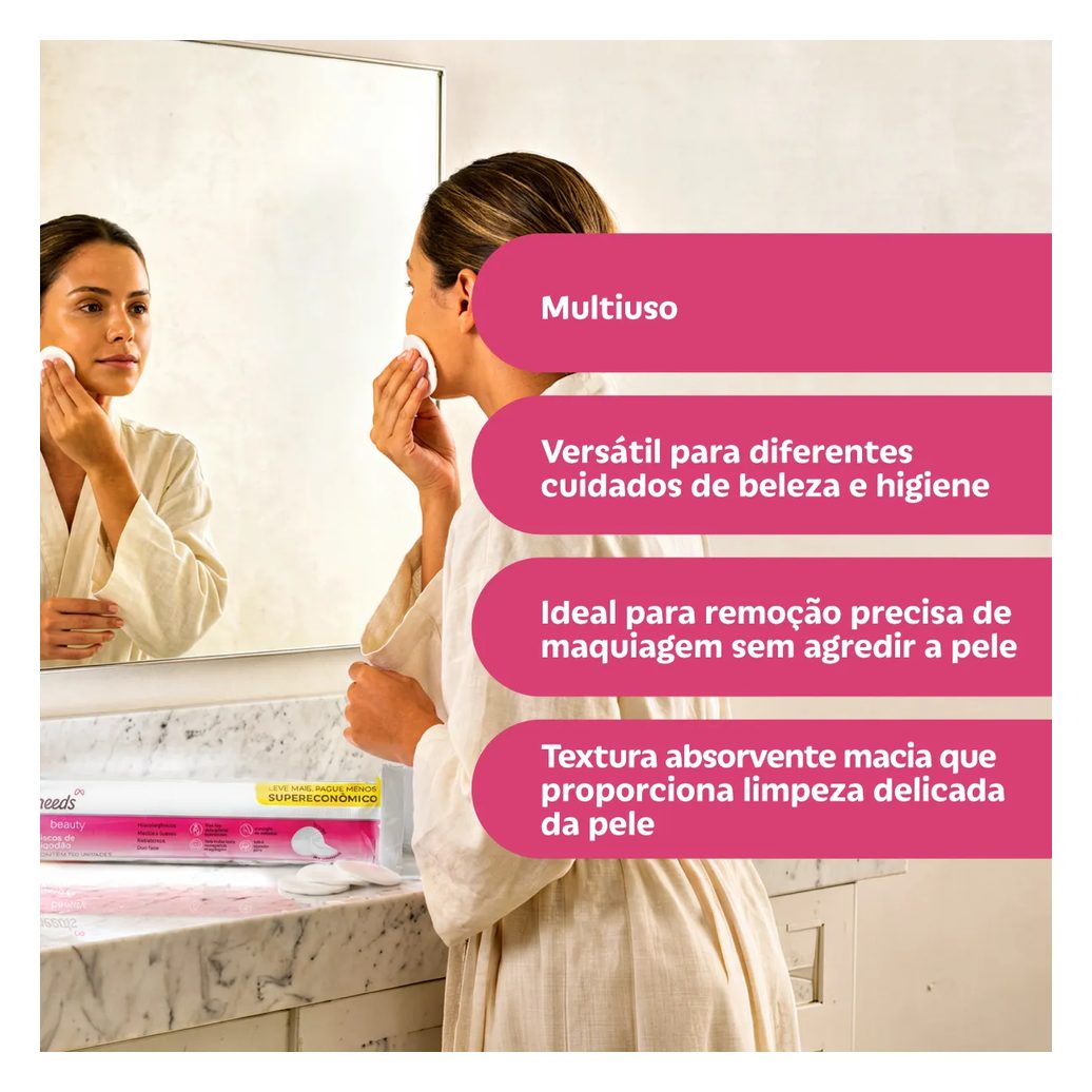 Algodão em Disco Needs Beauty 150 unidades