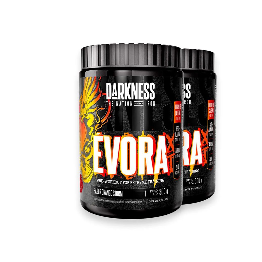 Kit 2 Pré Treino Évora Xt Darkness Orange Storm 300G